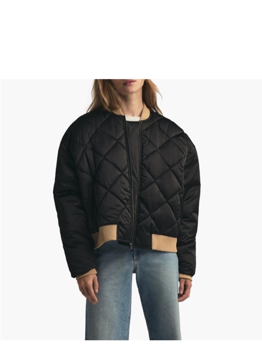 Favorite Daughter Black Quilted Bomber Jacket